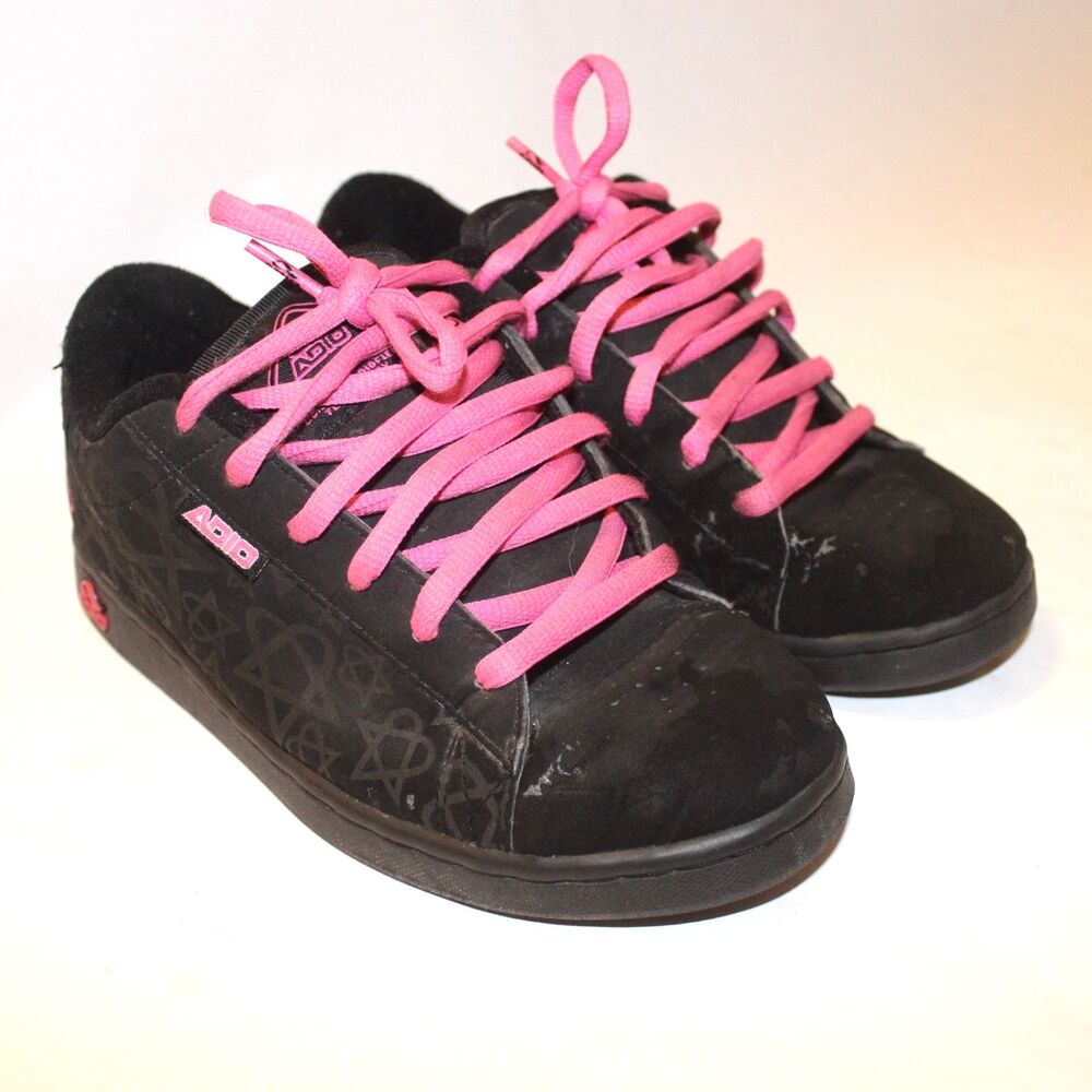 Adio Eugene Skate Shoes Heartagram HIM Bam Men Size 6 US Black/Pink